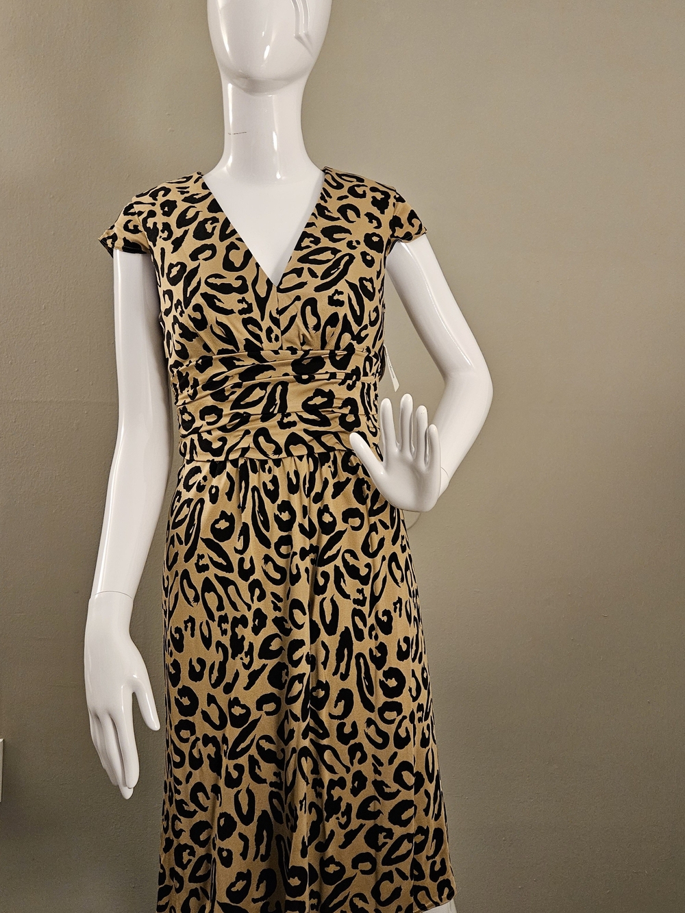 Leopard print midi dress styled